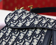 Dior Oblique Jacquard Canvas Calfskin leather Saddle Large Bag in Blue - 4