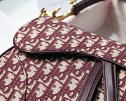 Dior Oblique Jacquard Canvas Calfskin leather Saddle Large Bag in Wine Red - 6