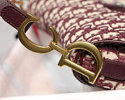 Dior Oblique Jacquard Canvas Calfskin leather Saddle Large Bag in Wine Red - 4