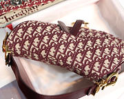 Dior Oblique Jacquard Canvas Calfskin leather Saddle Large Bag in Wine Red - 3