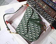 Dior Oblique Jacquard Canvas Calfskin leather Saddle Large Bag in Green - 1