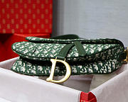 Dior Oblique Jacquard Canvas Calfskin leather Saddle Large Bag in Green - 6