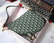 Dior Oblique Jacquard Canvas Calfskin leather Saddle Large Bag in Green - 4