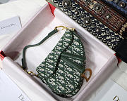 Dior Oblique Jacquard Canvas Calfskin leather Saddle Small Bag in Green - 1