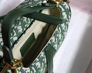 Dior Oblique Jacquard Canvas Calfskin leather Saddle Small Bag in Green - 3