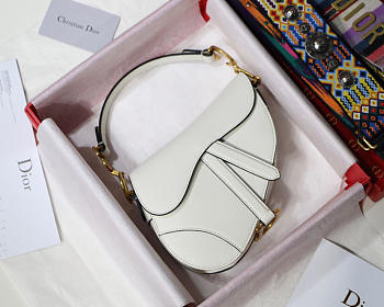 Dior Oblique Calfskin leather Saddle Small Bag in White