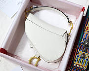 Dior Oblique Calfskin leather Saddle Small Bag in White - 5