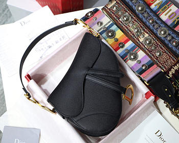 Dior Oblique Calfskin leather Saddle Large Bag in Black