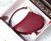 Dior Oblique Calfskin leather Saddle Small Bag in Wine Red - 5