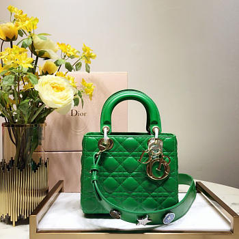 Dior Lady Dior Leather Green Handbag