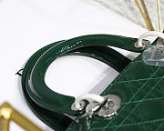 Dior Lady Dior Leather Green Handbag With Silver Hardware - 5