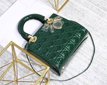 Dior Lady Dior Leather Green Handbag With Gold Hardware