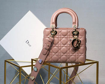 Dior Lady Dior Leather Lambskin Pink Handbag
