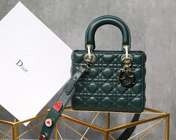 Dior Lady Dior Leather Lambskin Dark Green Handbag