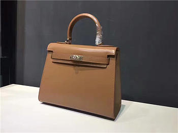 Hermes Kelly Leather Handbag Khaki