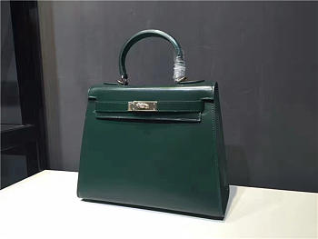 Hermes Kelly Leather Handbag Dark Green