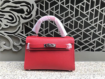 Hermes Kelly Leather Handbag with Red