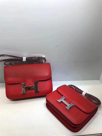 Hermes epsom leather constance Bag in Red