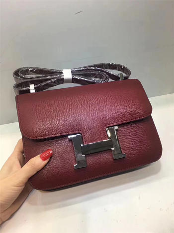 Hermes epsom leather constance Bag in Wine Red
