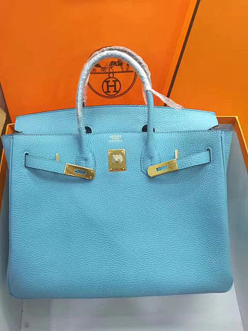 Hermes original togo leather birkin 30cm bag in Sky Blue