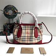 Burberry Original Check Tote Handbag in Red - 1