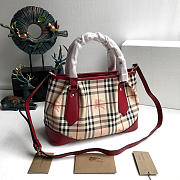 Burberry Original Check Tote Handbag in Red - 4