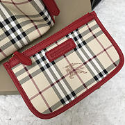 Burberry Original Check Tote Handbag with Red - 6