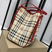 Burberry Original Check Tote Handbag with Red - 2