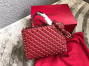 Valentino Garavani Rockstud Spike Lambskin Handbag in Red - 5