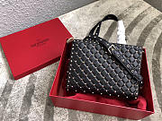 Valentino Garavani Rockstud Spike Lambskin Handbag in Black - 3