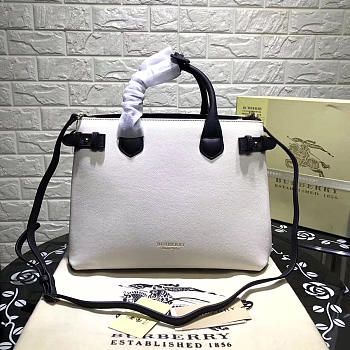 Burberry Classic Leather Tote Bag with White