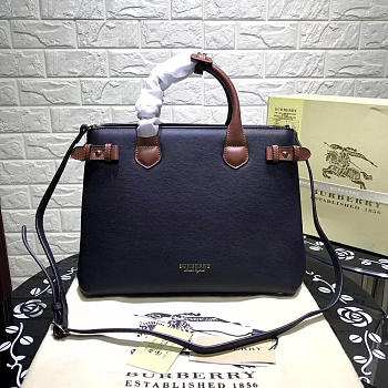Burberry Classic Leather Tote Bag with Black and Brown