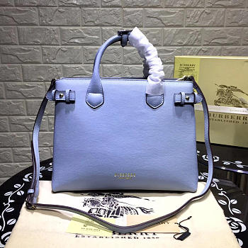 Burberry Classic Leather Tote Bag with Light Blue