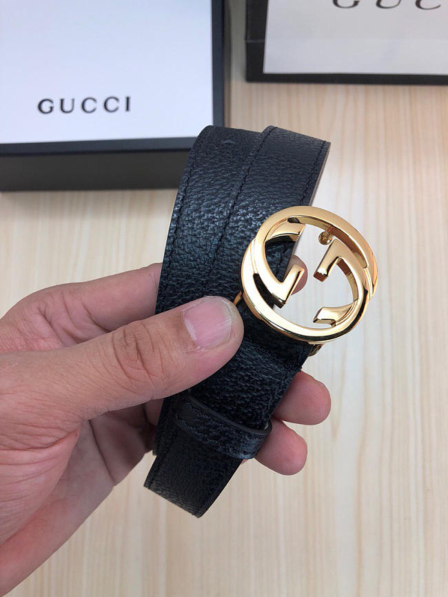 Gucci Belt Black Gold Hardware - 1