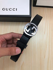 Gucci Belt Black Silver Hardware - 1