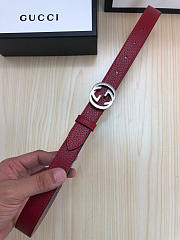 Gucci Belt Red Silver Hardware - 2