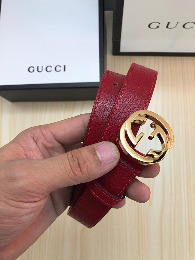 Gucci Belt Red Gold Hardware - 1