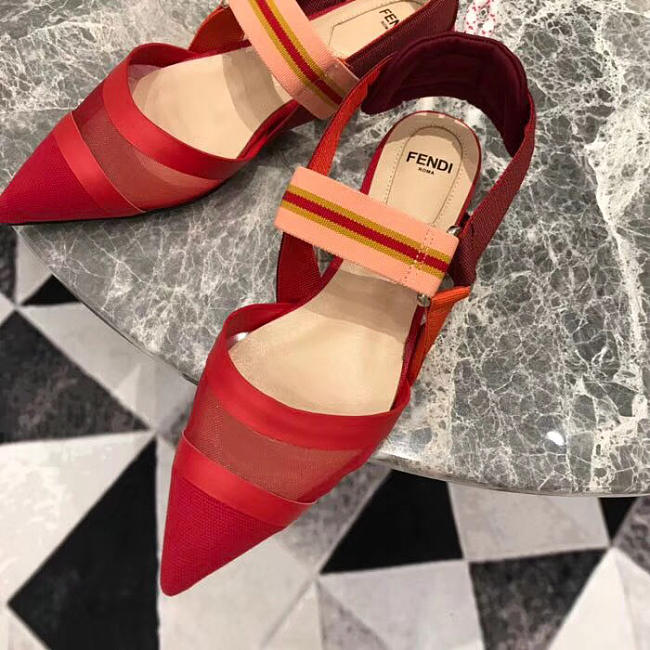 Fendi Slingbacks Red Flat-soled Shoes - 1