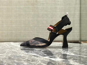 Fendi Slingbacks Black Brown High Heel Shoes 8cm