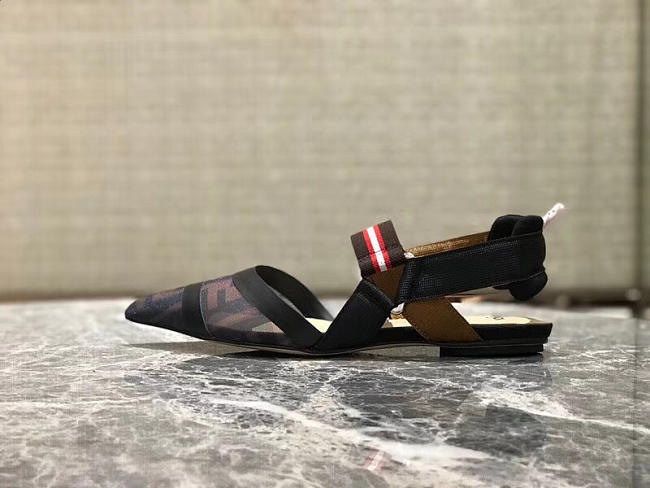 Fendi Slingbacks Black Brown Flat-soled Shoes - 1
