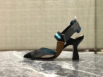 Fendi Slingbacks Blue Black High Heel Shoes 8cm