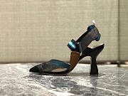 Fendi Slingbacks Blue Black High Heel Shoes 8cm - 2