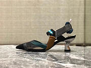 Fendi Slingbacks Blue Black Mid Heel Shoes 5cm - 4