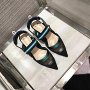 Fendi Slingbacks Blue Black Mid Heel Shoes 5cm - 6