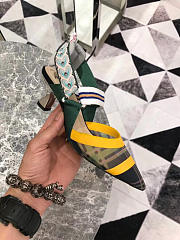 Fendi Slingbacks Yellow Green Mid Heel Shoes 5cm - 6