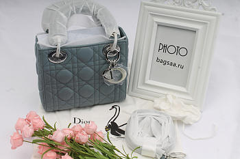 Dior Mini Lady Dior Leather Handbag with Sliver Hardware 17cm