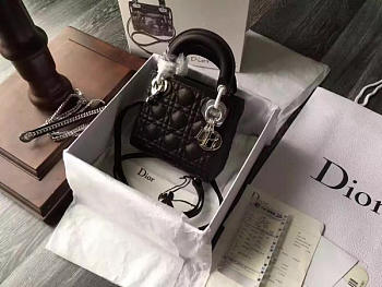 Dior Mini Lady Dior Leather Black Mini Handbag 17cm