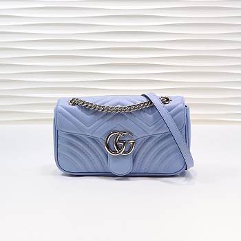 Gucci Marmont matelassé shoulder bag 26cm blue