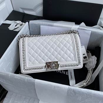 Chanel boy bag 25cm sliver 001