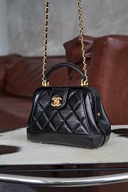Chanel Mini Bag With Top Handle Shiny Lambskin Black 18cm - 5